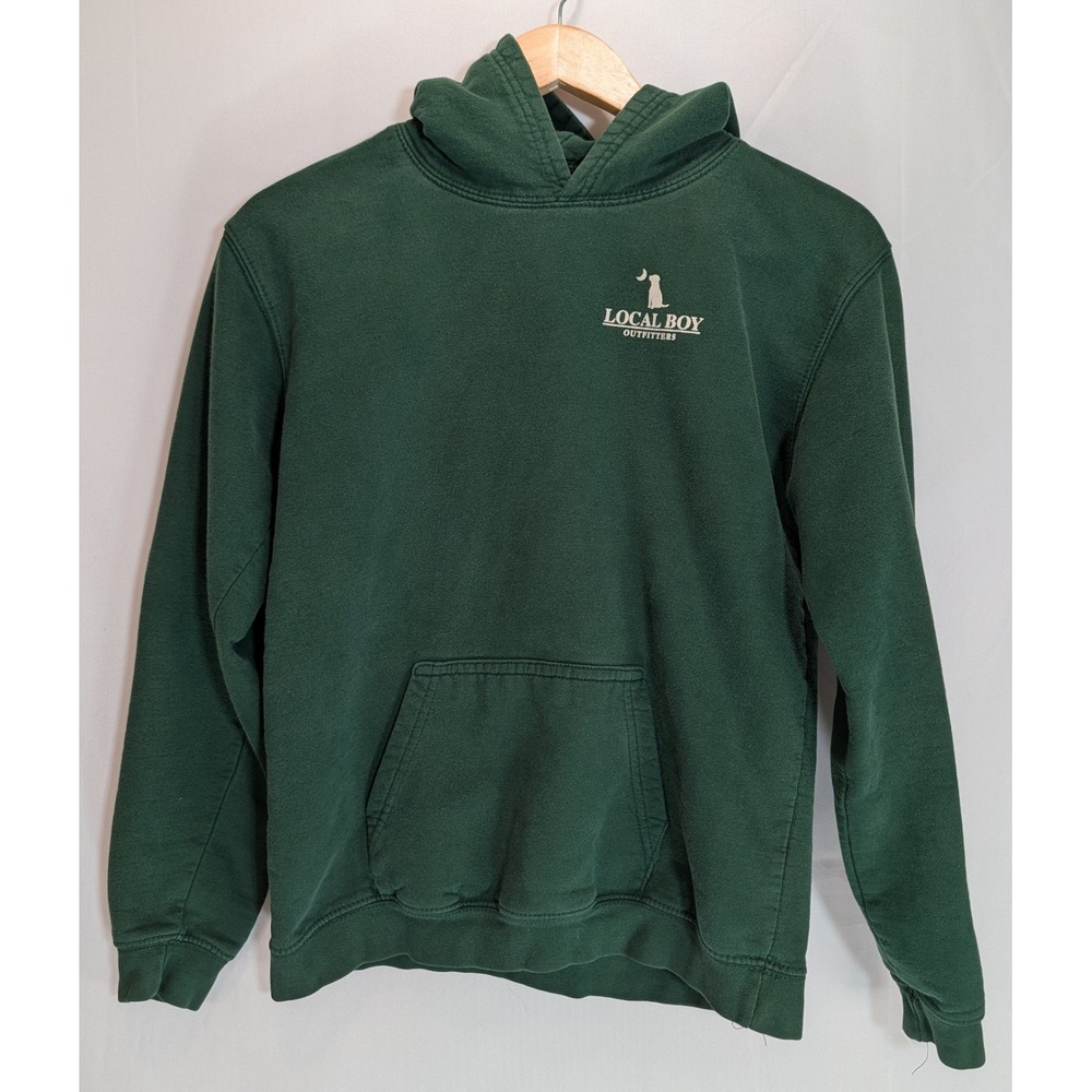 Local Boy Outfitters Large Kids Hunter Green Camo Fish Graphic Hoodie Sweatshirt